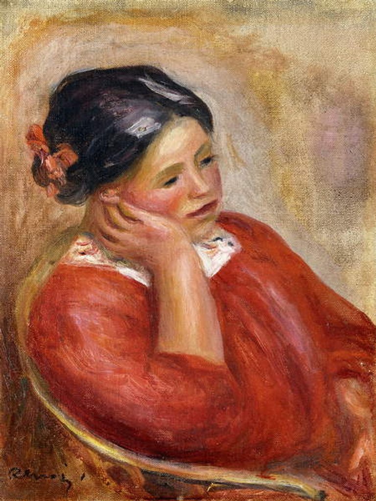 Detail of Gabrielle Leaning; Gabrielle Acoudee by Pierre Auguste Renoir