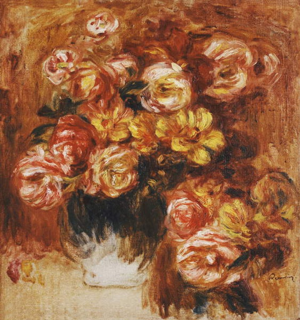 Detail of Vase of Roses; Vase de Roses, by Pierre Auguste Renoir