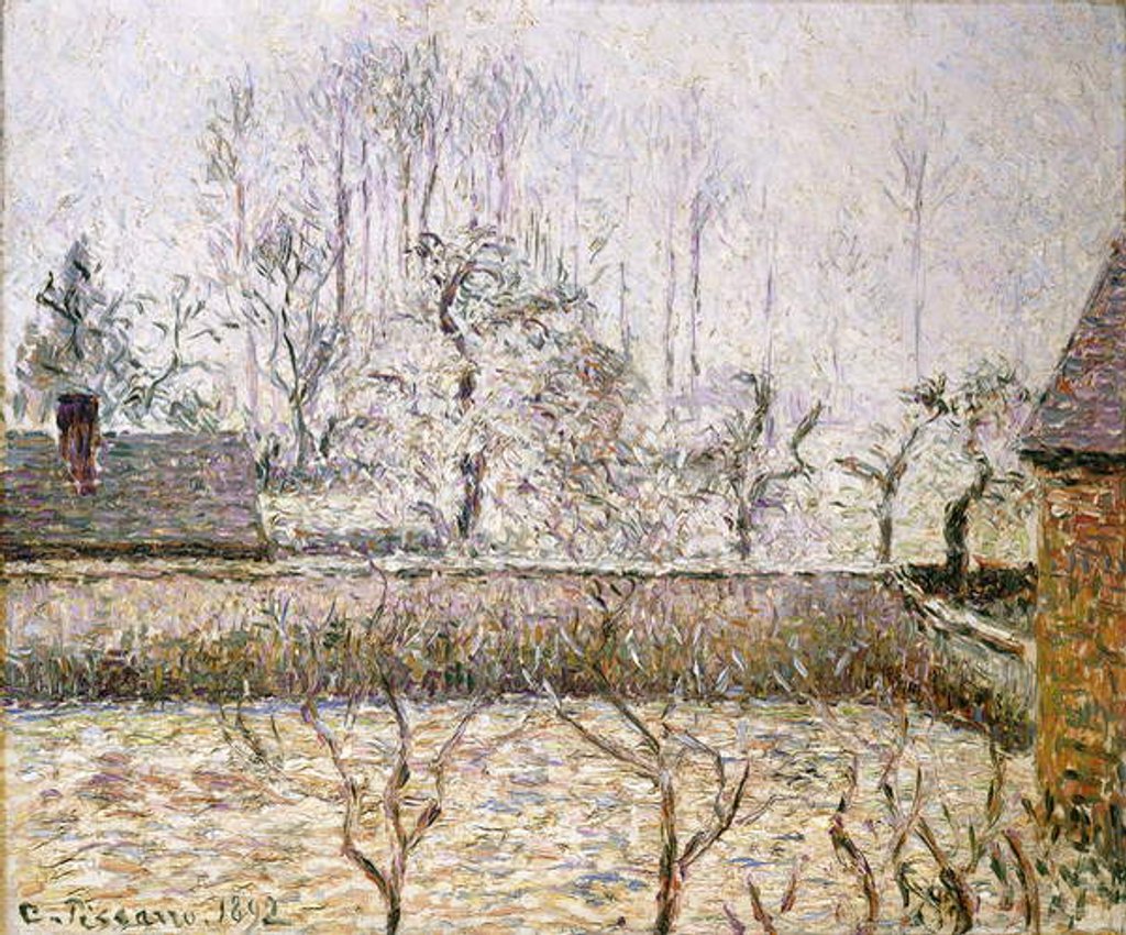 Detail of Landscape with Frost and Mist, Eragny; Paysage, Givre et Brume, Eragny by Camille Pissarro