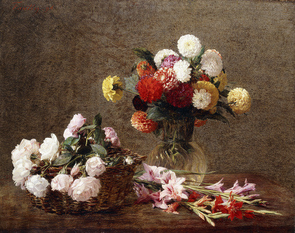 Detail of Dahlias, 1896 by Ignace Henri Jean Fantin-Latour