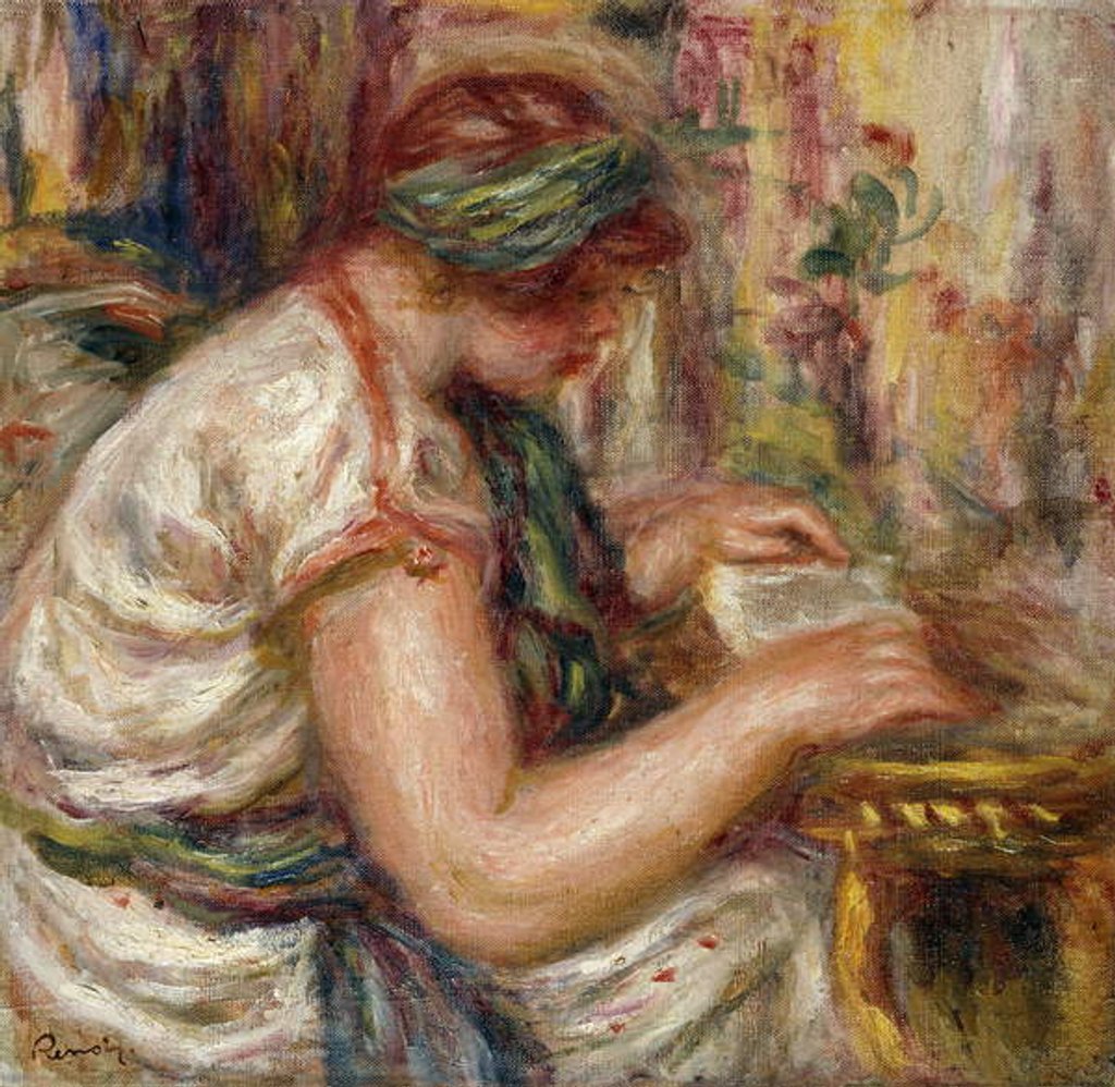 Detail of Woman in Arabic Dress Reading; Femme en Blouse arabe lisant, 1919 by Pierre Auguste Renoir