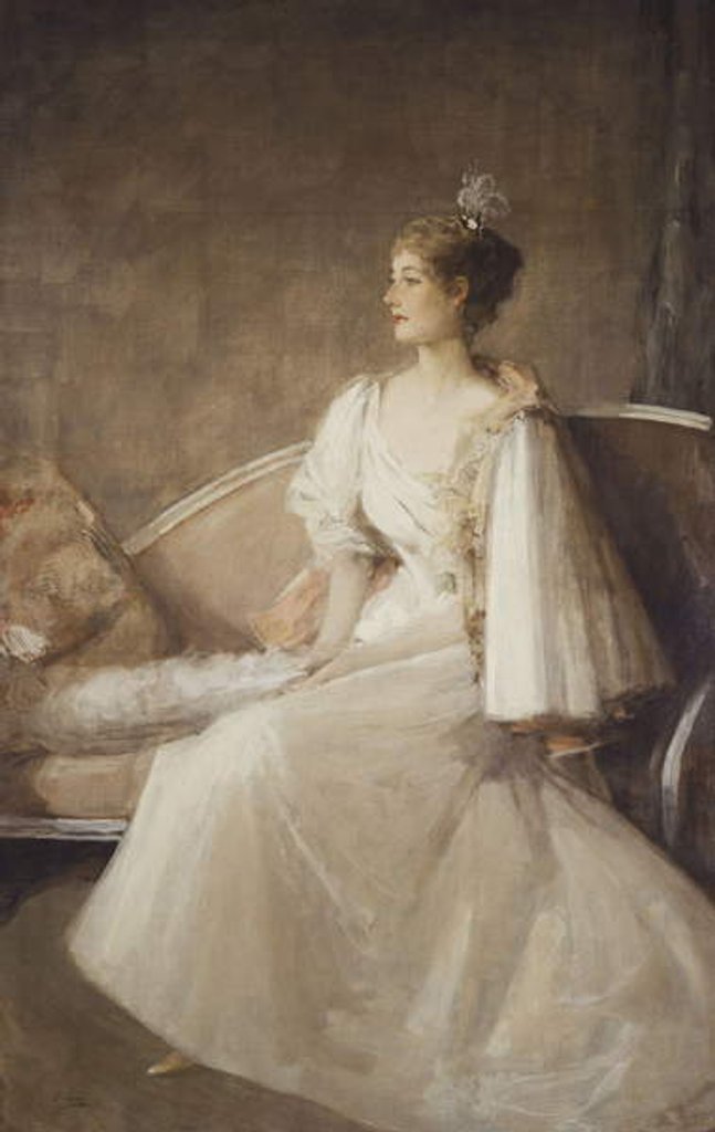 Detail of Portrait of a Lady seated on a Sofa, c.1900 by John Lavery
