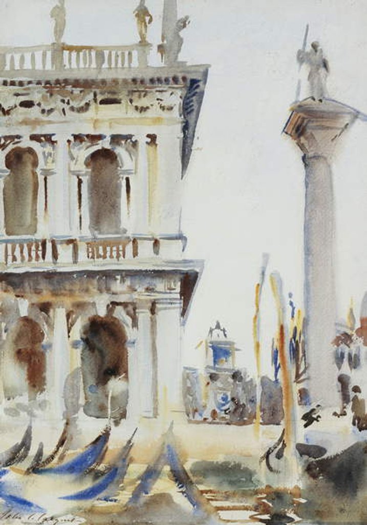 Detail of The Corner of the Libreria, with the Column of St. Theodore, Venice, 1904 by John Singer Sargent