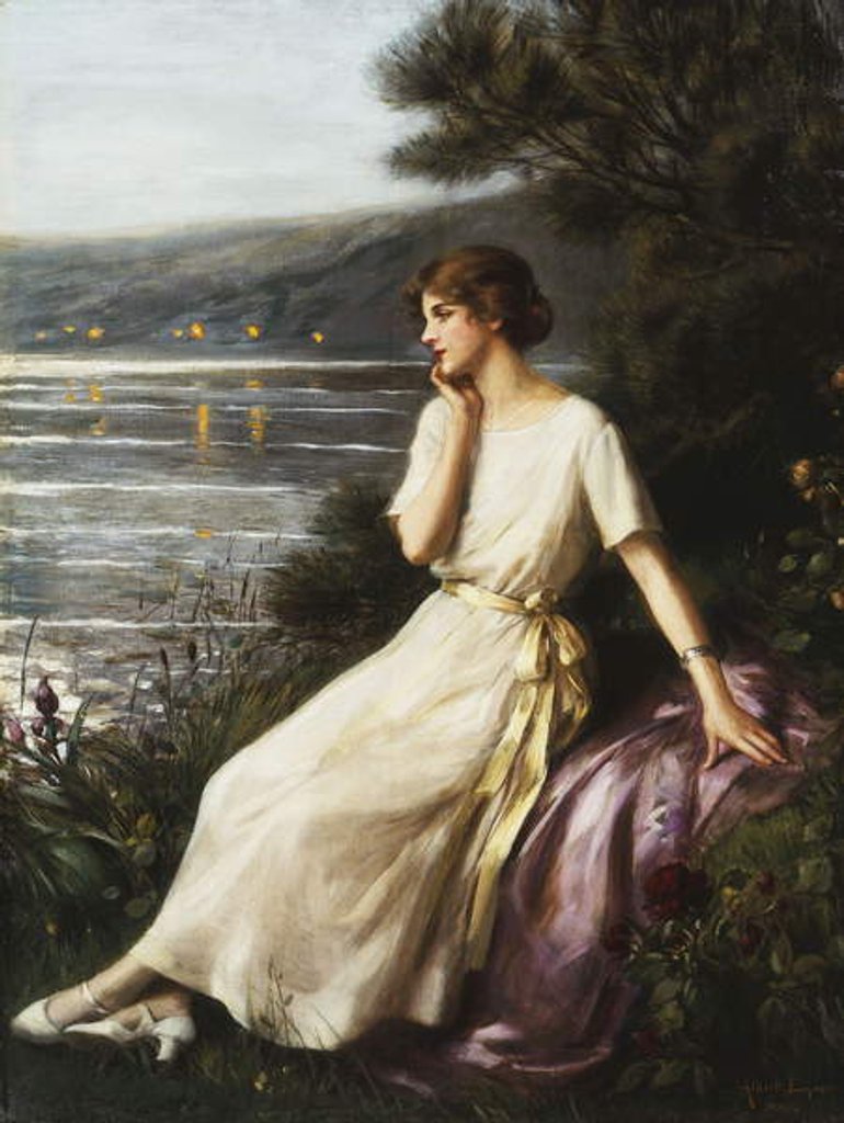 Detail of Portrait of a Woman by a Lake by Albert Lynch