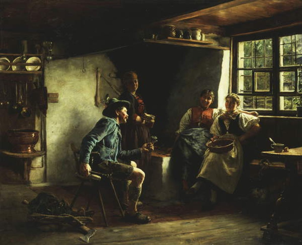 Detail of The Courtship, 1880 by Emil Karl Rau