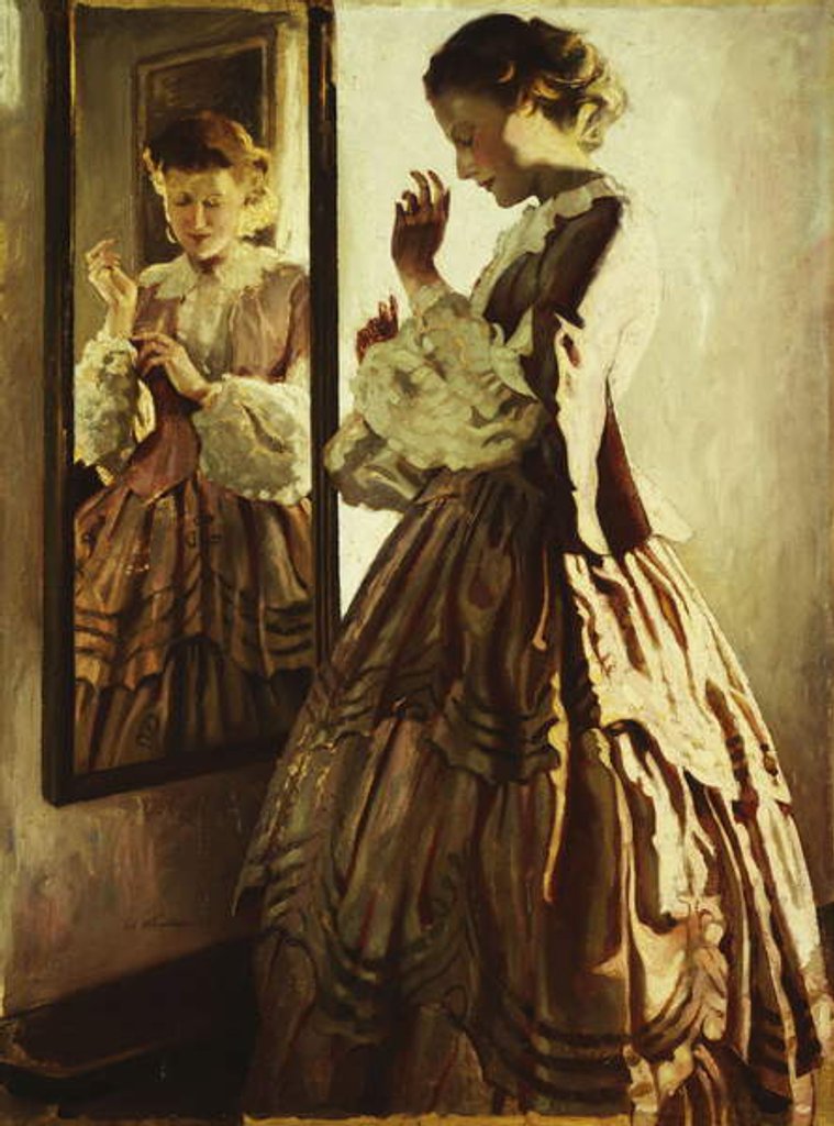 Detail of The Reflection by Josef Engelhart