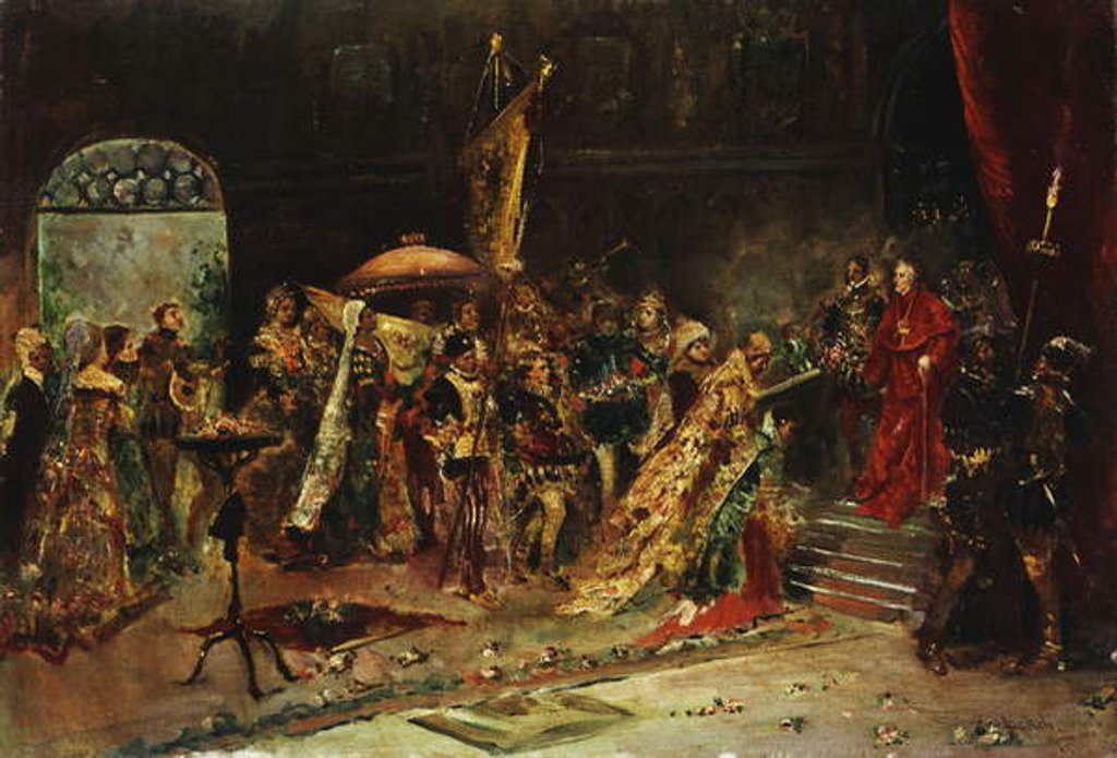 Detail of Presentation to the Cardinal, 1877 by Salvador Sanchez Barbudo