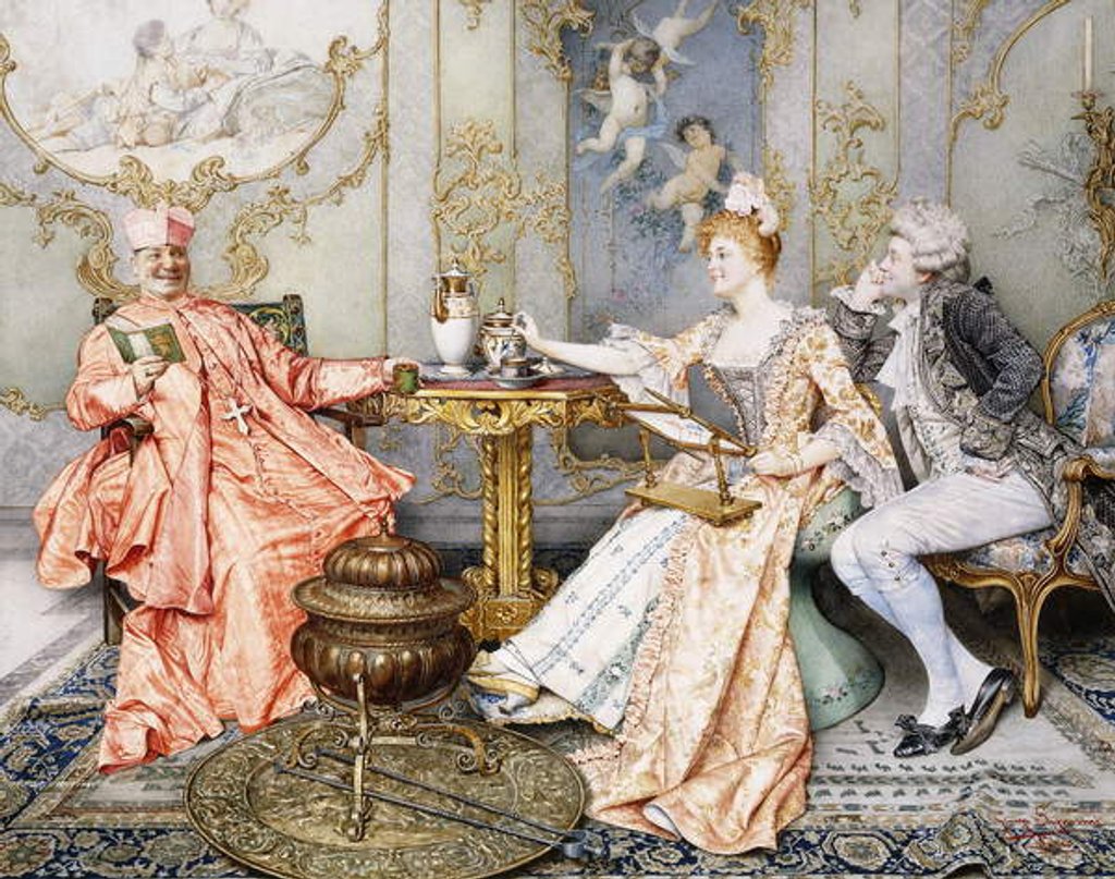 Detail of The Tea Party, by Giuseppe Signorini