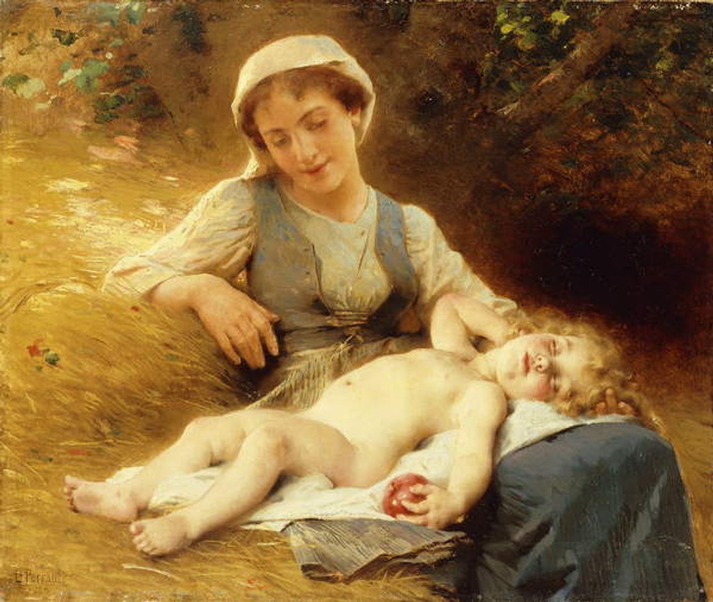 Detail of A Mother with her Sleeping Child, 1896 by Leon Bazile Perrault