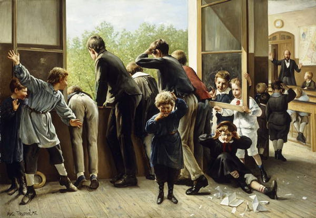 Detail of The Class Pranksters, by Auguste Joseph Trupheme