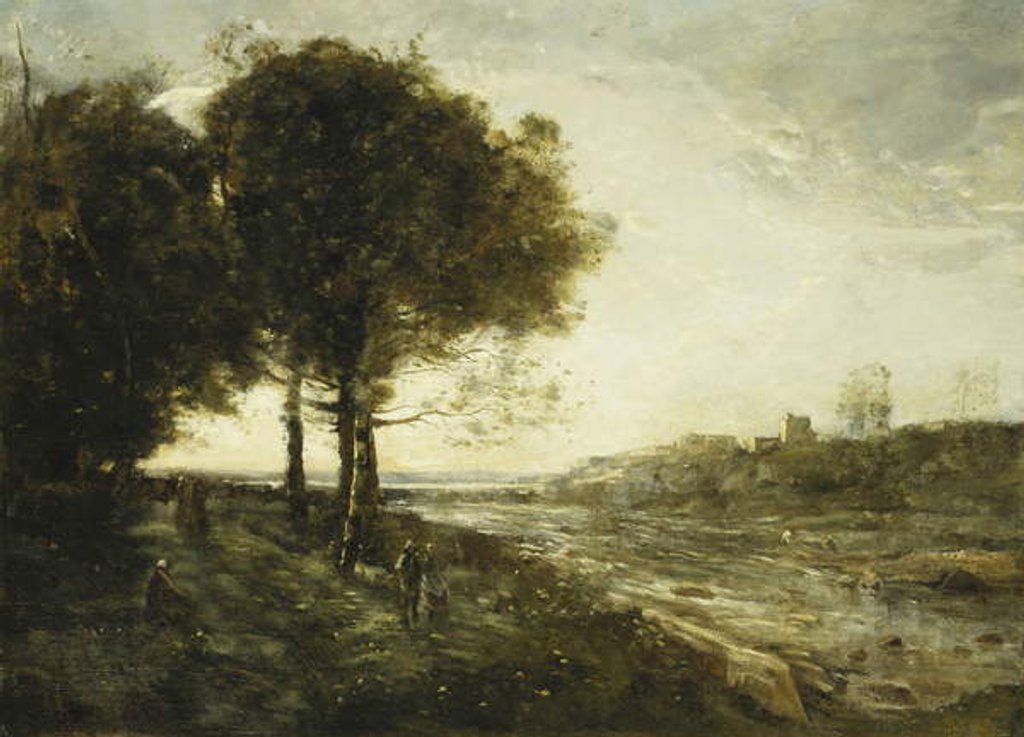 Detail of A River in Romagna; Un Torrent dans des Romagnes, by Jean Baptiste Camille Corot