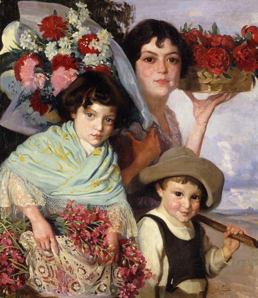 Detail of Flower Gatherers, 1916 by Eduardo Ferrer Comas