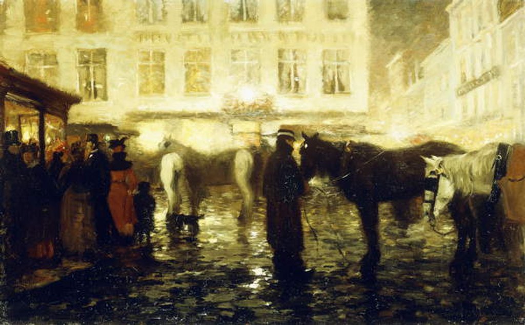 Detail of A Paris Street, Evening by Victor Gilsoul