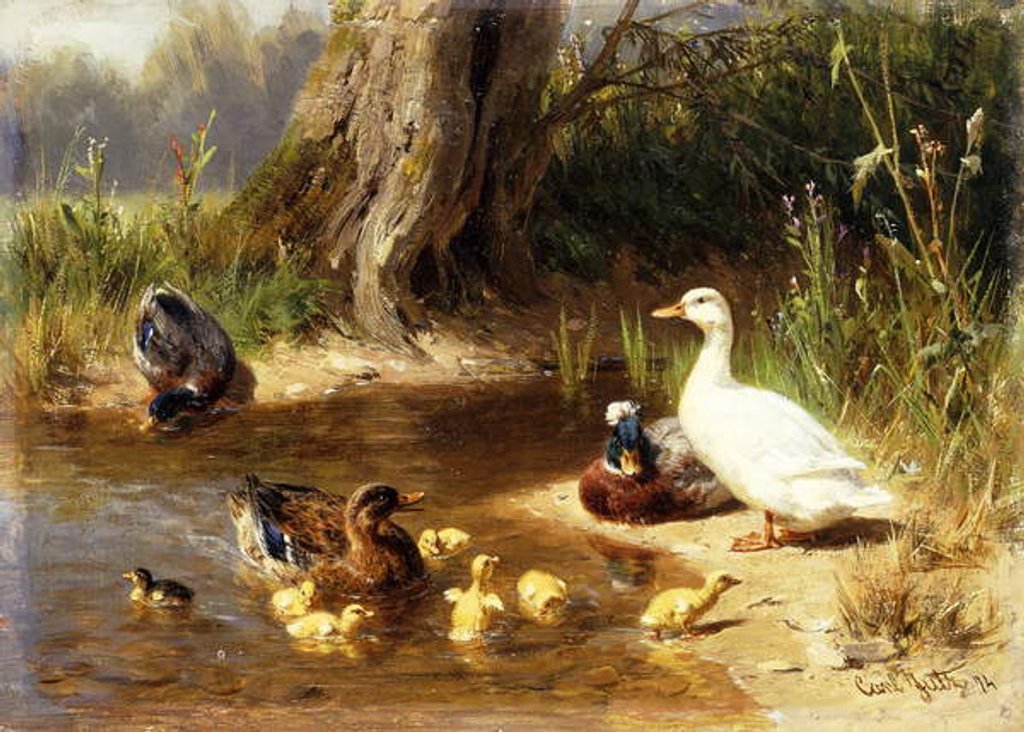 Detail of Ducks at the Water's Edge, 1874 by Carl Jutz
