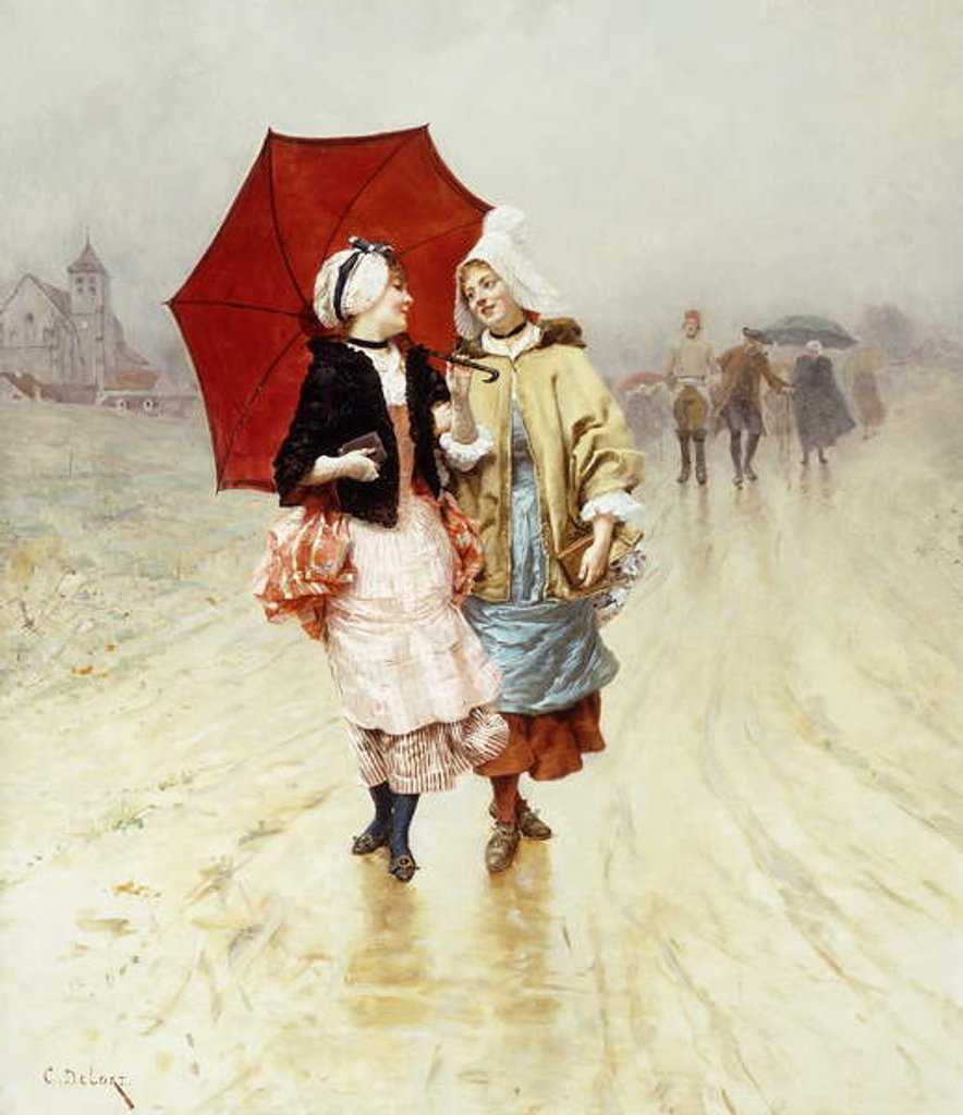 Detail of The Red Umbrella, by Charles Edouard Delort