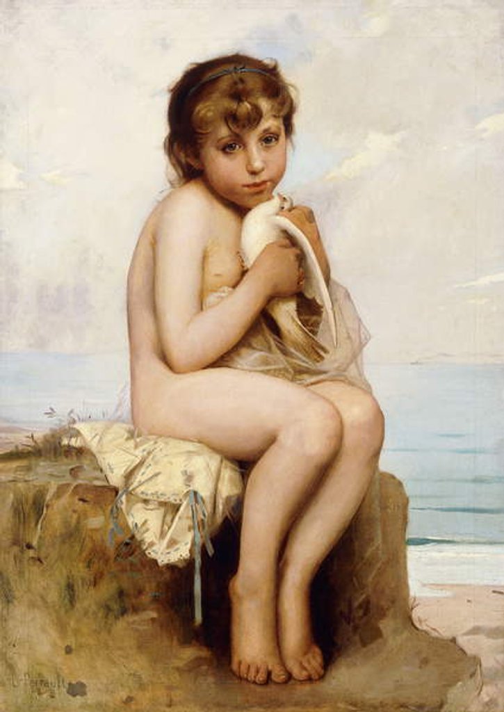Detail of Nude Child with Dove by Leon Bazile Perrault