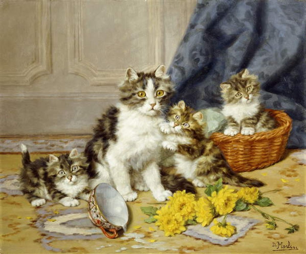Detail of Playful Kittens by Daniel Merlin