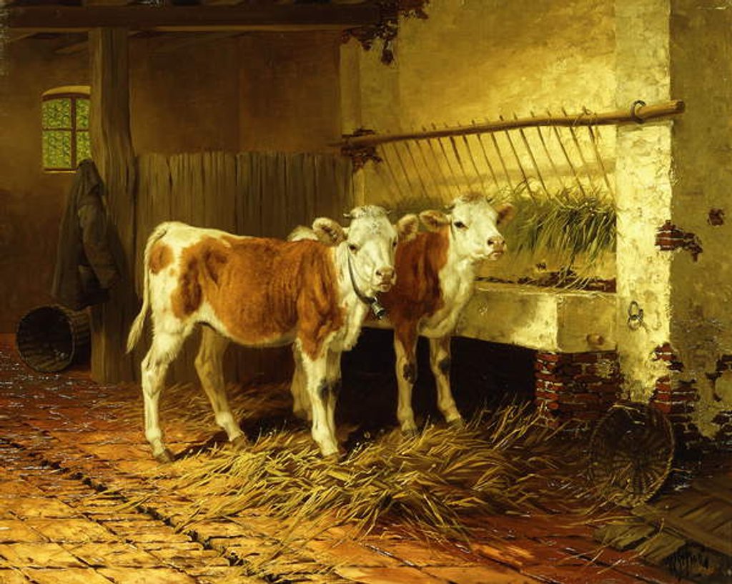 Detail of Two Calves in a Barn by Walter Hunt