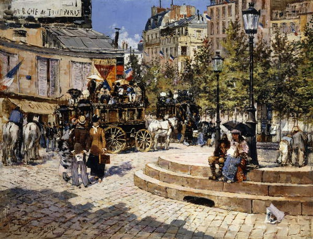 Detail of A Busy Paris Square, 1878 by Felix Hilaire Buhot