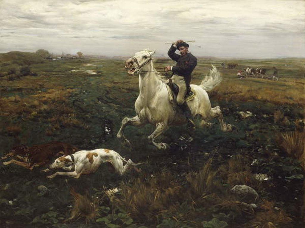 Detail of The Squire; Der Gutsherr by Alfred von Wierusz-Kowalski