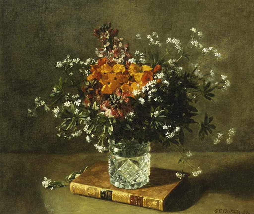 Detail of A Floral Still Life, 1872 by Emile Gustave Couder