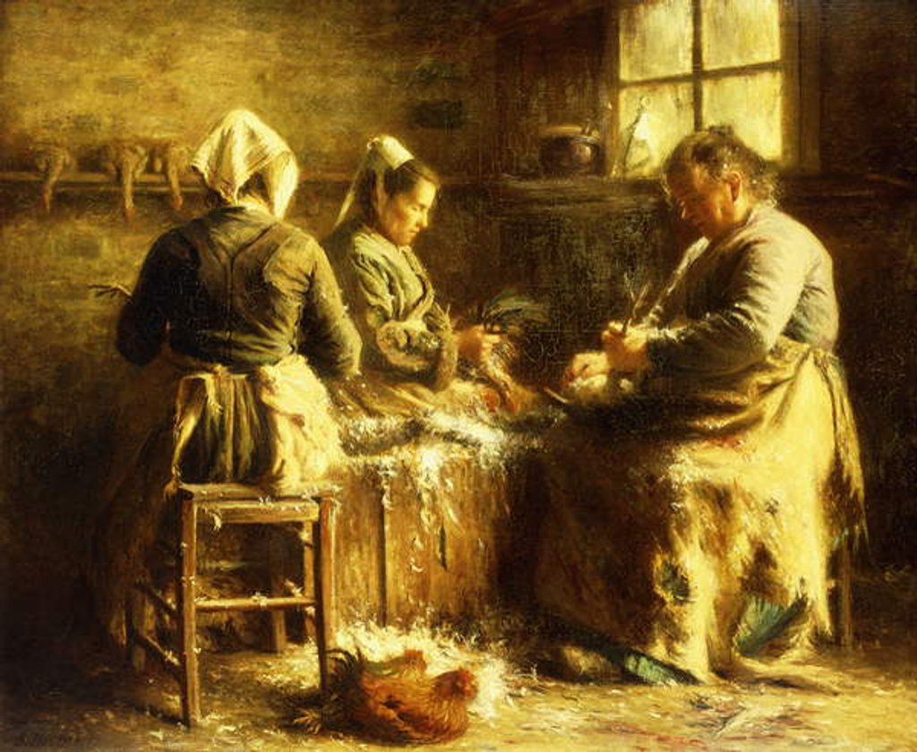 Detail of Defeathering Chickens - Late Morning Summer in Brittany; Plumeuses de Poulet - Apres Midi d'Ete Bretagne by Emma Herland