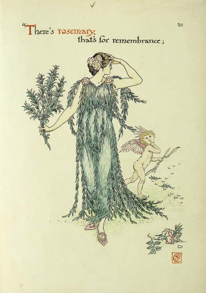 Detail of Flowers from Shakespeare's Garden: Rosemary, 1906 by Walter Crane