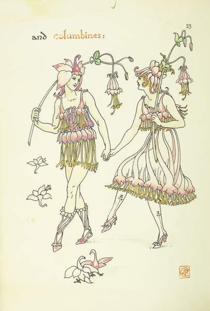 Detail of Flowers from Shakespeare's Garden: Columbines, 1906 by Walter Crane