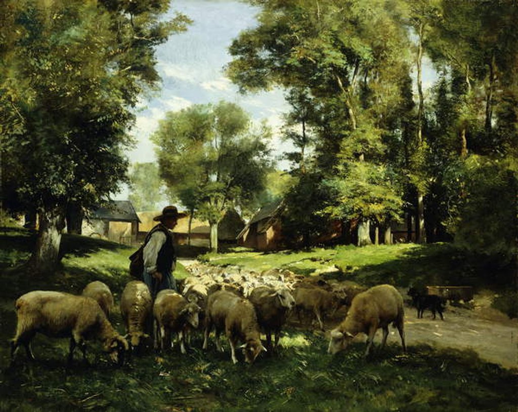 Detail of A Shepherd and his Flock by Julien Dupre