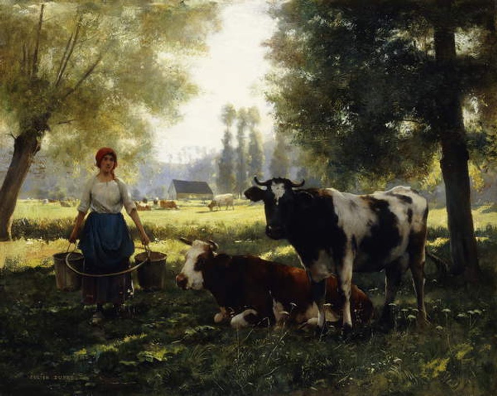 Detail of A Milkmaid with her Cows on a Summer Day, by Julien Dupre