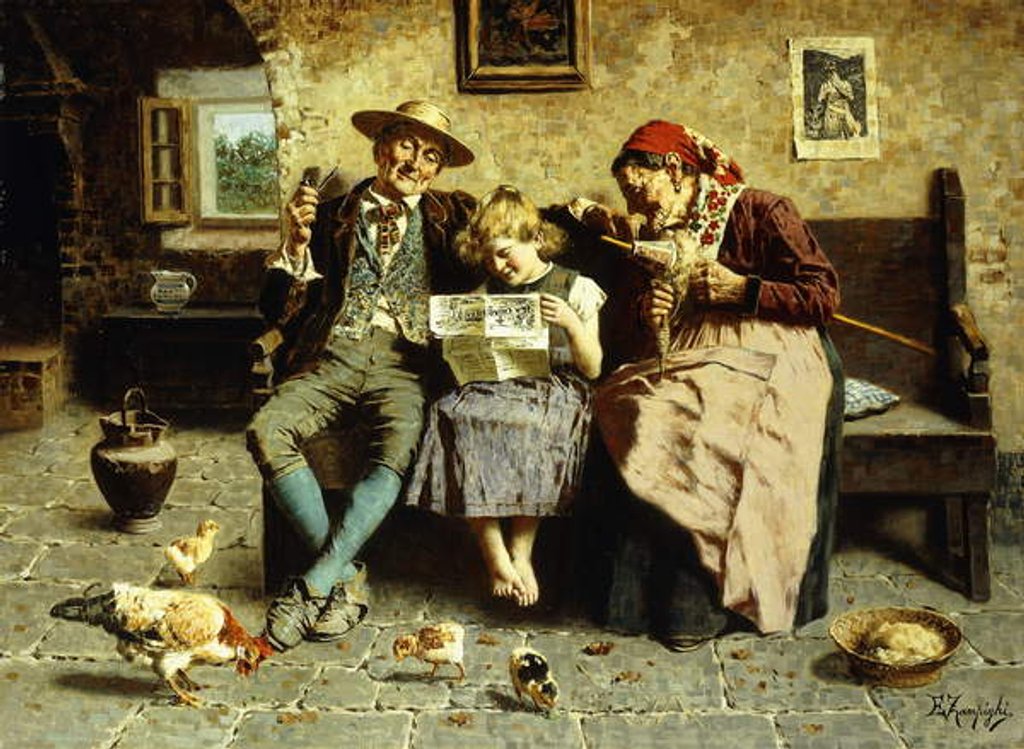 Detail of Reading the News by Eugenio Zampighi
