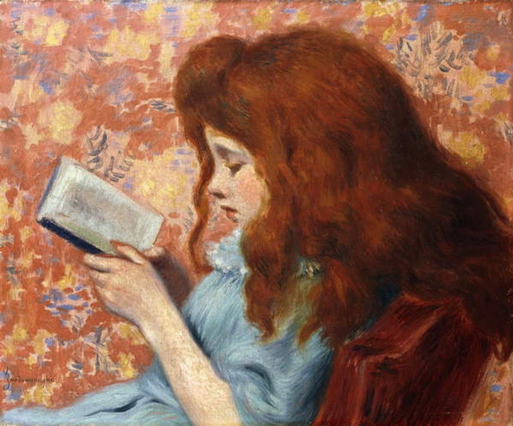 Detail of Young Girl Reading, by Federigo Zandomeneghi
