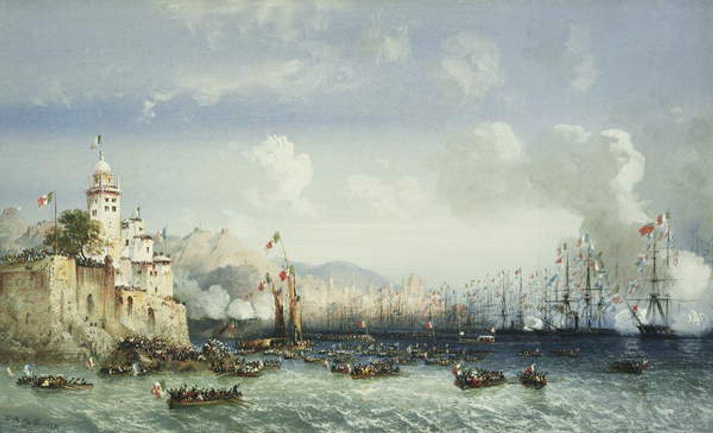 Detail of The War in Italy: Genoa, The Arrival of the Emperor Napoleon III, 1859 by Carlo Bossoli