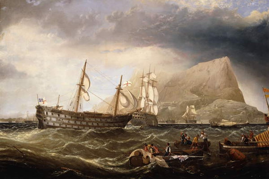 Detail of Shipping off Gibralter, 1877 by Charles Henry Miller
