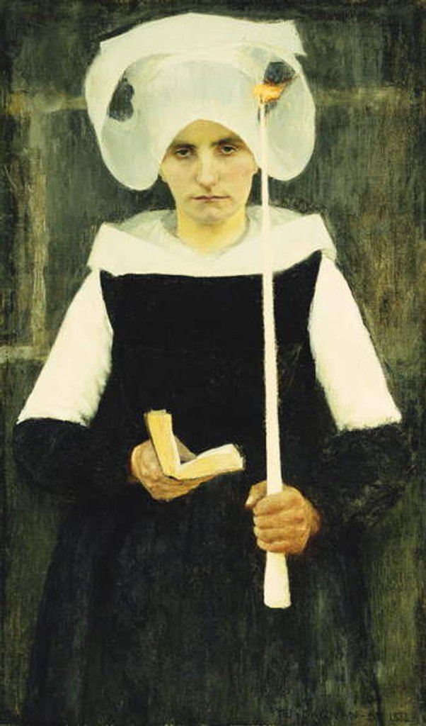 Detail of Breton at Pardon; Bretonne au Pardon, 1888 by Pascal Adolphe Jean Dagnan-Bouveret