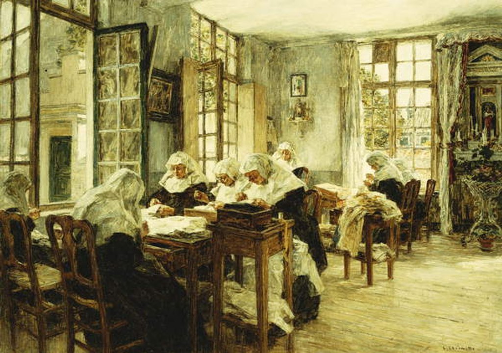Detail of Nuns Sewing, by Leon Augustin Lhermitte