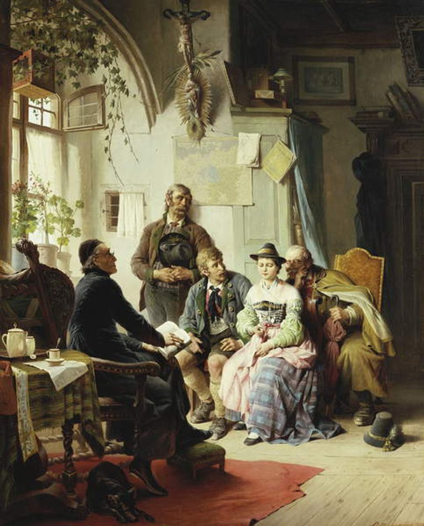 Detail of The Marriage Instructions, 1878 by Peter Baumgartner