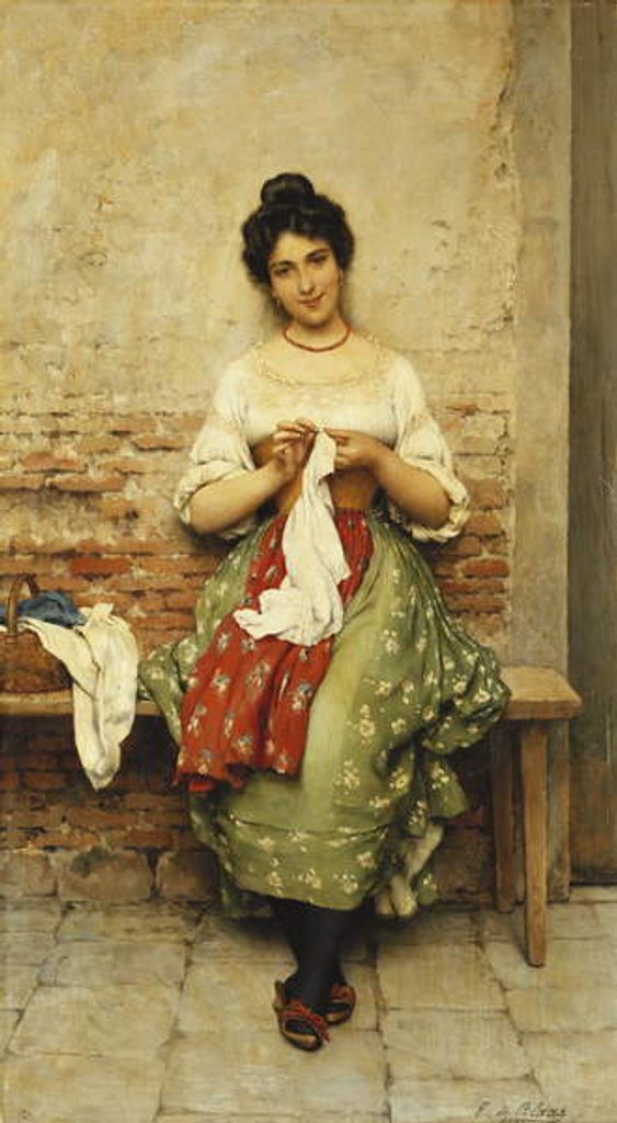 Detail of The Seamstress, 1901 by Eugen von Blaas
