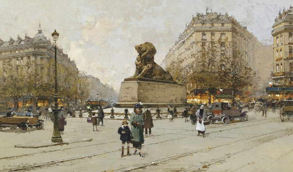 Detail of The Lion of Belfort by Eugene Galien-Laloue