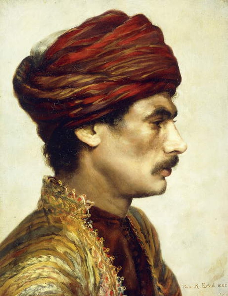 Detail of Profile Portrait of a Man in a Red Turban, 1882 by Rudolphe Ernst