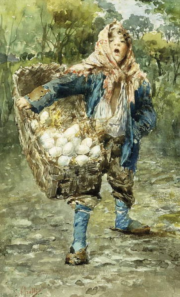 Detail of Young Egg Seller, by Vicenzo Irolli