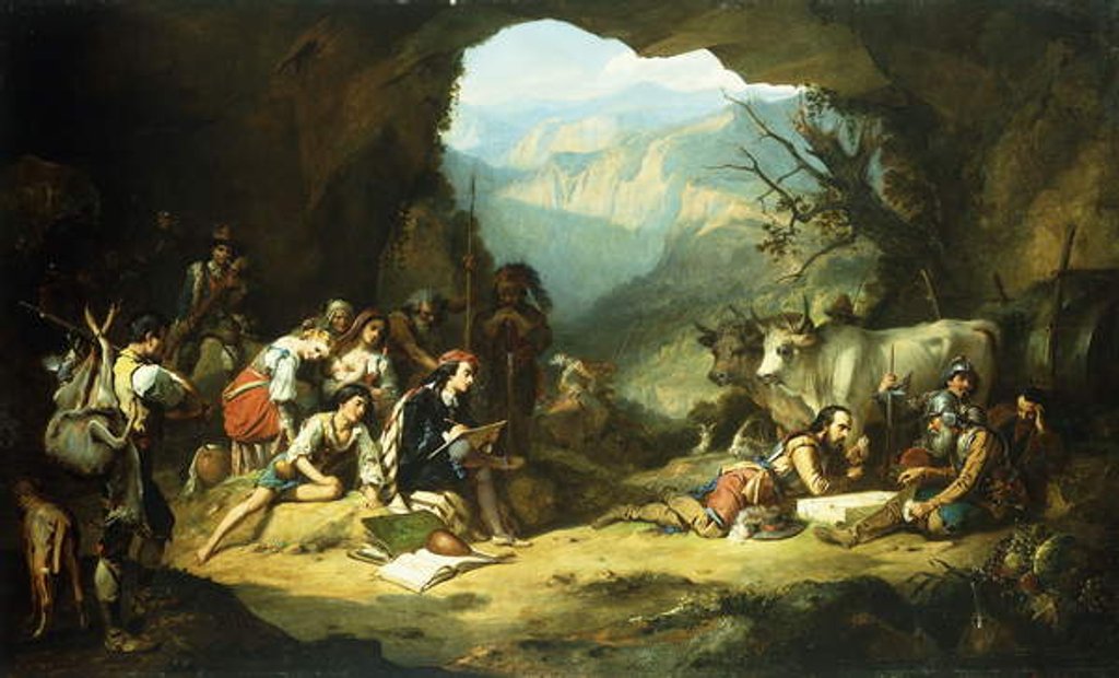 Detail of The Studio of Salvator Rosa in the Mountains of the Abruzzi, by Thomas Jones (after) Barker