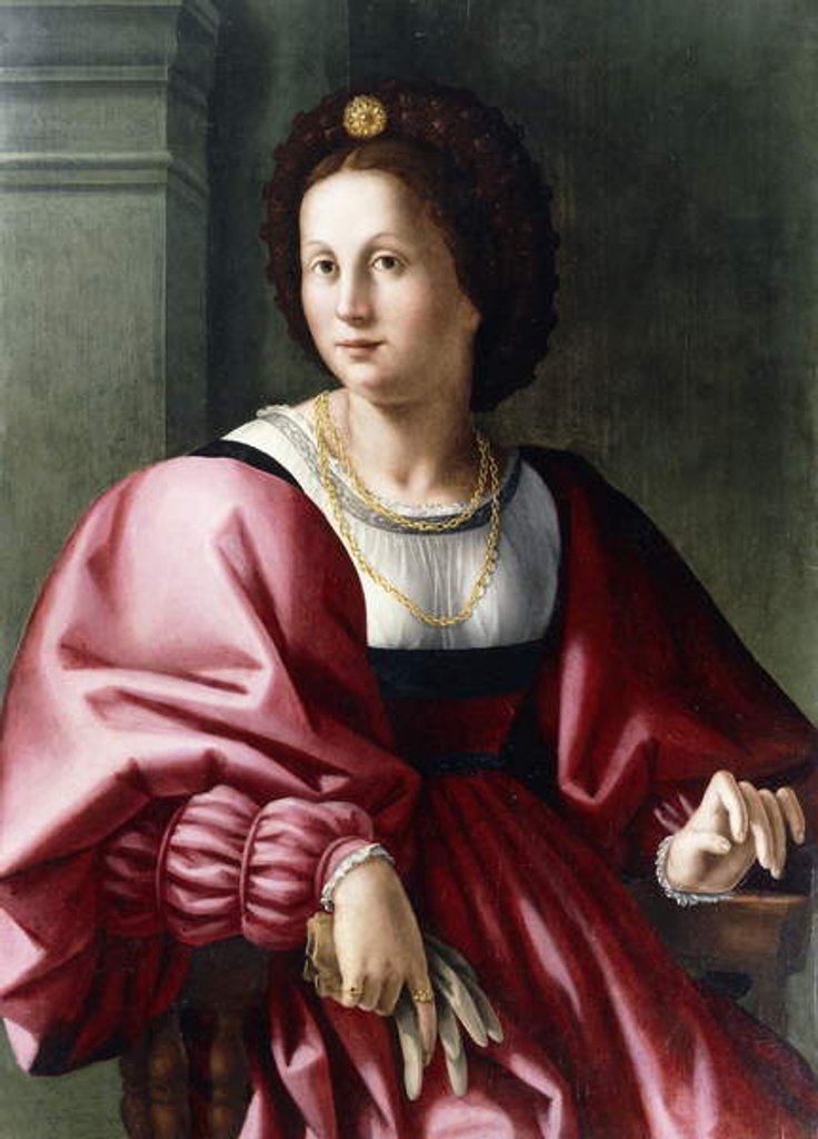 Detail of Portrait of a Lady, seated three-quarter-length, Holding a Glove by Francesco Ubertini Il Bacchiacca