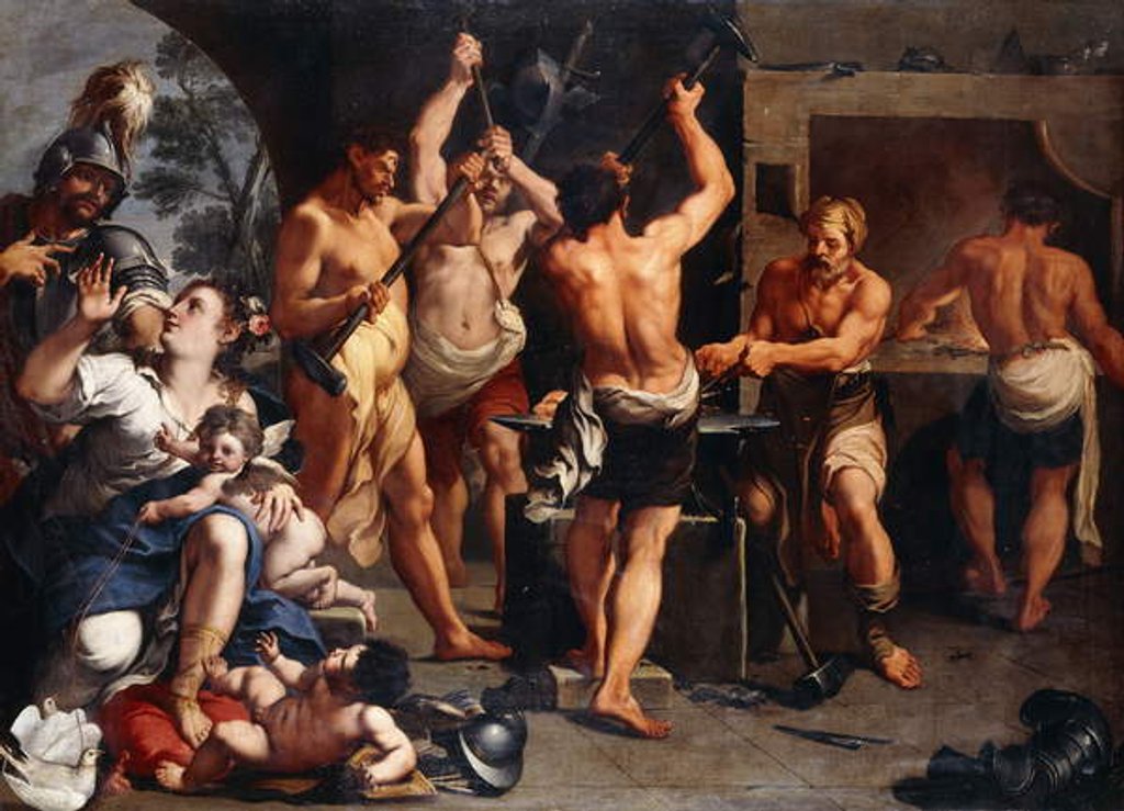 Detail of Mars and Venus at the Forge of Vulcan by Aureliano Milani