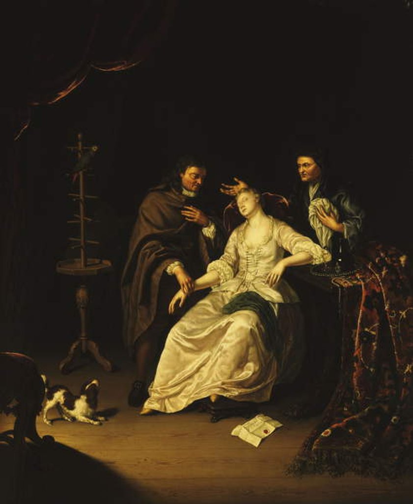 Detail of A Doctor tending a swooning Girl, 1713 by Frans van the Younger Mieris