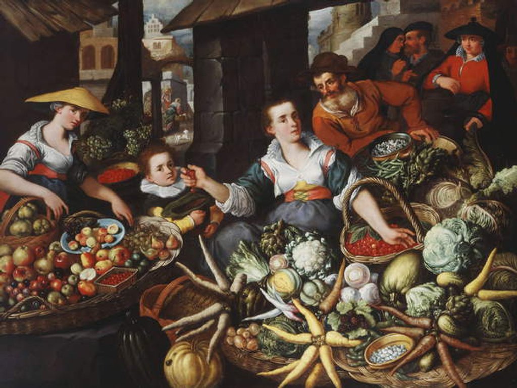 Detail of A Fruit and Vegetable Stall in a Town Market by Jean Baptiste de Saive