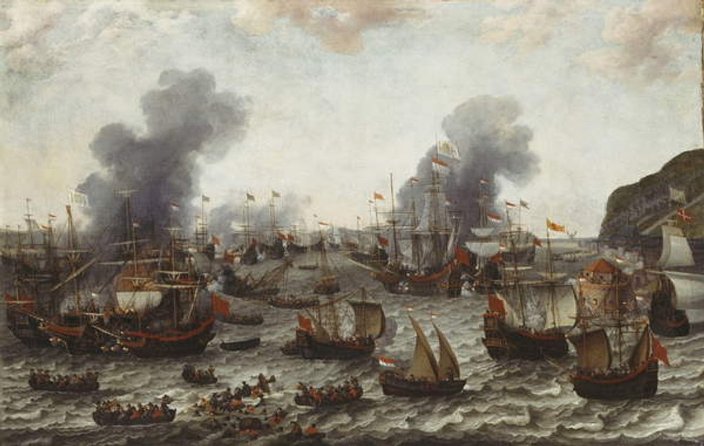 Detail of The Battle of Gibraltar, between the Dutch and Spanish Fleets, 25th April 1607, 1639 by Adam Willaerts