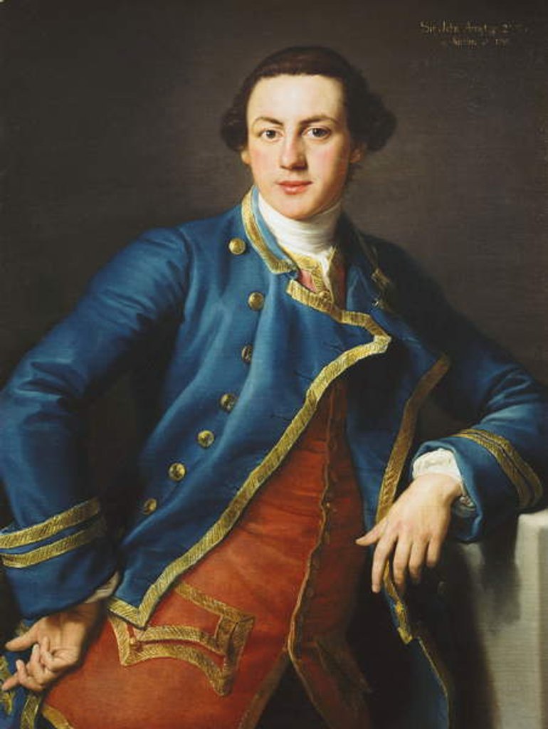 Detail of Portrait of Sir John Armytage, 2nd Bt., half-length, in Blue Coat and Crimson Waistcoat, 1758 by Pompeo Girolamo Batoni