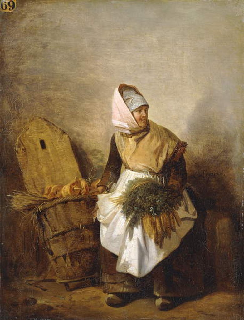 Detail of A Peasant Woman with Vegetables and Bread by Auguste-Xavier Leprince