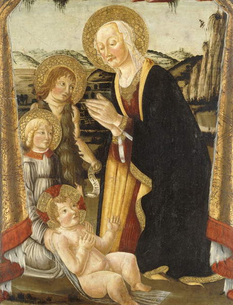 Detail of The Madonna and Child with the Infant Saint John the Baptist and an Angel by Bernardo Rosselli